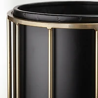 Pianta Black Metal Insert Brass Frame Plant Stands - Set Of 2