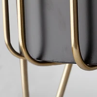 Pianta Black Metal Insert Brass Frame Plant Stands - Set Of 2