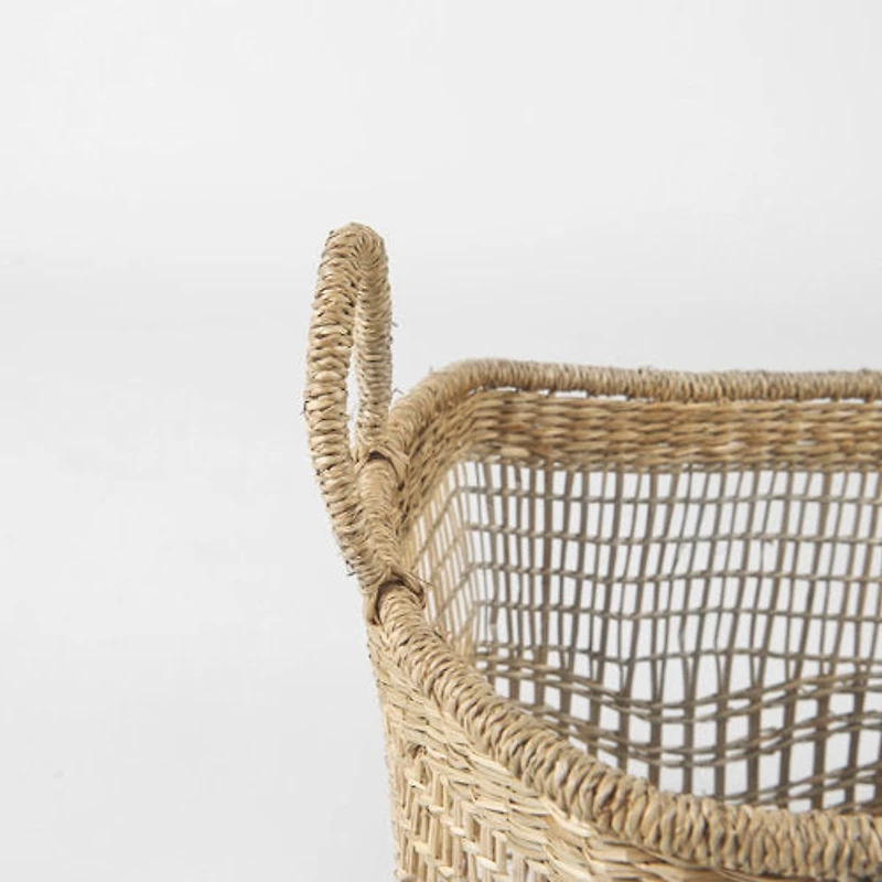 Bellisa 18.5L x 14.6W x 11.0H (Set of 2) Medium Brown Seagrass Rectangular Basket W/ Handles