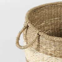 Bradley 18.1L x 18.1W x 16.0H (Set of 2) Light Brown W/Striped Seagrass Basket W/ Handles