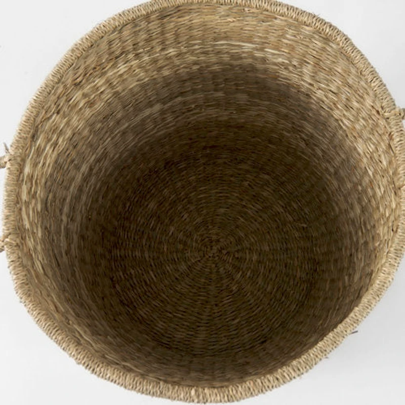 Bradley 18.1L x 18.1W x 16.0H (Set of 2) Light Brown W/Striped Seagrass Basket W/ Handles