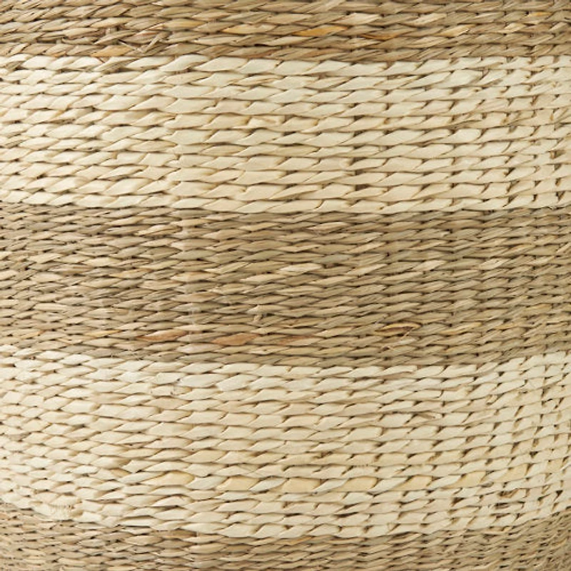 Bradley 18.1L x 18.1W x 16.0H (Set of 2) Light Brown W/Striped Seagrass Basket W/ Handles