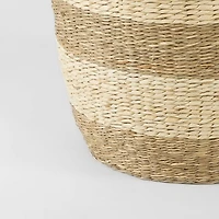 Bradley 18.1L x 18.1W x 16.0H (Set of 2) Light Brown W/Striped Seagrass Basket W/ Handles