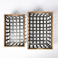Chartrand Wood And Metal Open Crate Style Baskets