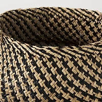 Gaia 17.7L x 17.7W x 20.5H Set of 3 Light and Dark Brown Cross Patterend Belly Seagrass Basket