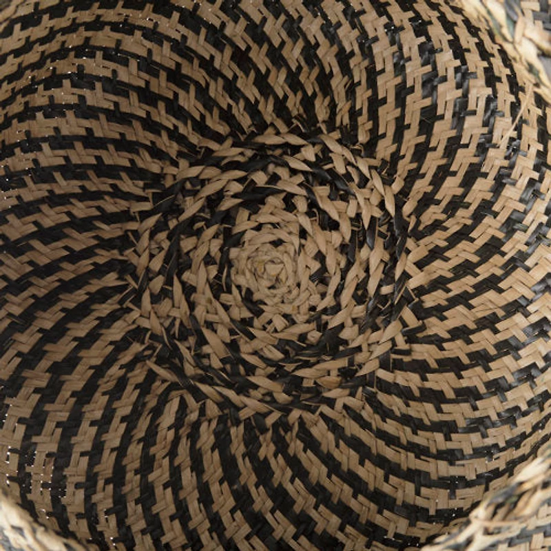 Gaia 17.7L x 17.7W x 20.5H Set of 3 Light and Dark Brown Cross Patterend Belly Seagrass Basket