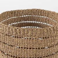 Hayes 17.7L x 17.7W x 11.8H (Set of 2) Medium Brown Seagrass Round Basket with Stripe Pattern