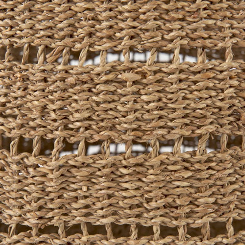 Hayes 17.7L x 17.7W x 11.8H (Set of 2) Medium Brown Seagrass Round Basket with Stripe Pattern