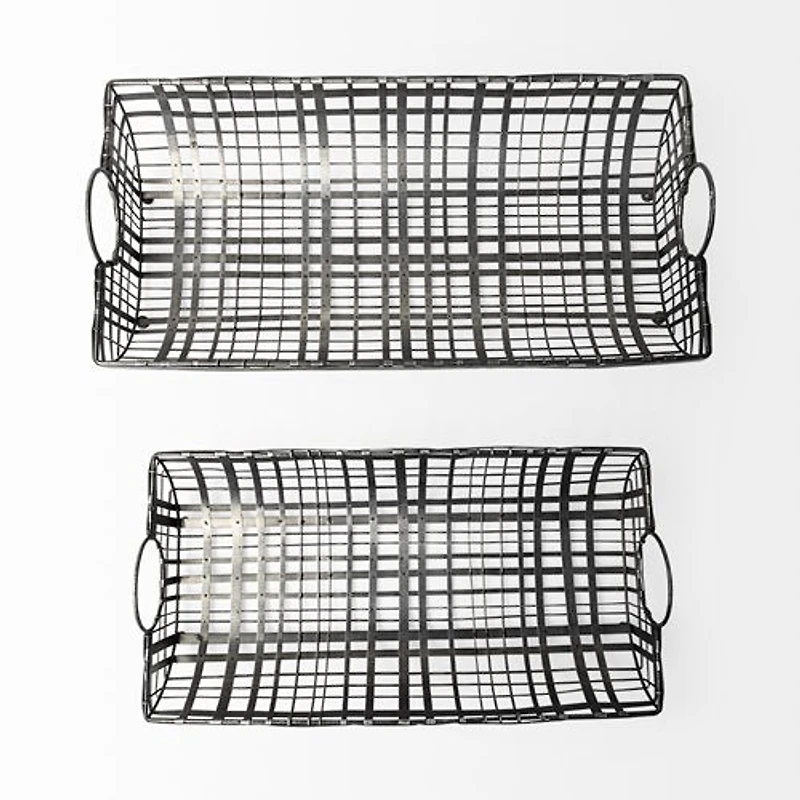 Kenneth (Set of 2) 24L x 12W Gray Metal Baskets