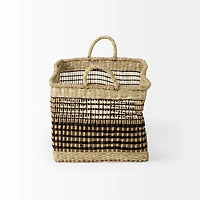 Nia 18.5L x 13.4W x 14.6H Set of 2 Light Brown Seagrass Rectangular Basket with Handles