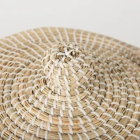 Olivia 15.7L x 15.7W x 17.3H Set of 3 Beige Seagrass Basket W/Lid and Handles