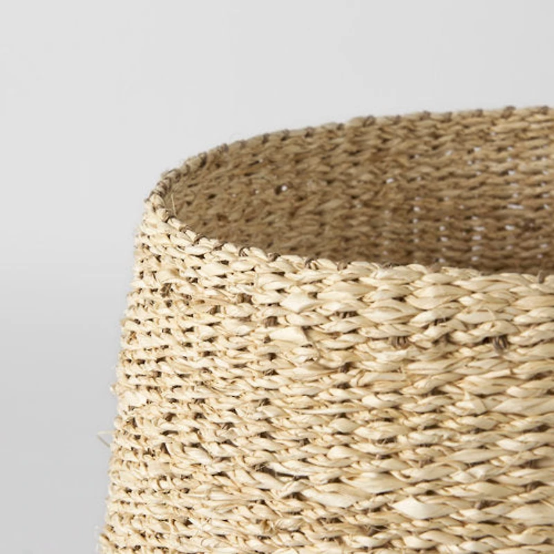 Sivannah 19.7L x 19.7W x 23.6H (Set of 3) Light Brown and Medium Brown Striped Seagrass Round Basket