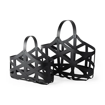 Tyrell (Set of 2) 23L x 11W; 18L x 8W Black Iron Metal Baskets
