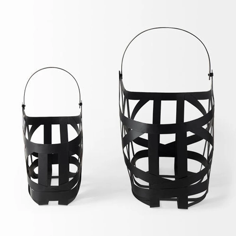 Tyrell (Set of 2) 23L x 11W; 18L x 8W Black Iron Metal Baskets