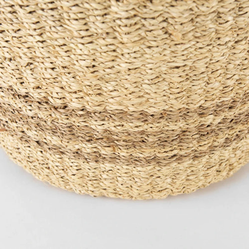 Vance 17.7L x 17.7W x 11.8H Light Brown Palm Leaf and Seagrass Round Basket W/ Handles