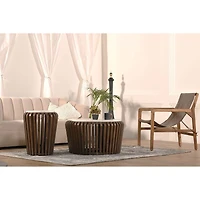 Alder Round Marble Coffee Table Brown