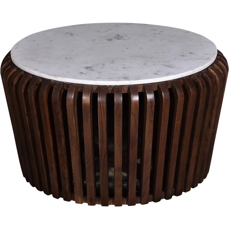 Alder Round Marble Coffee Table Brown