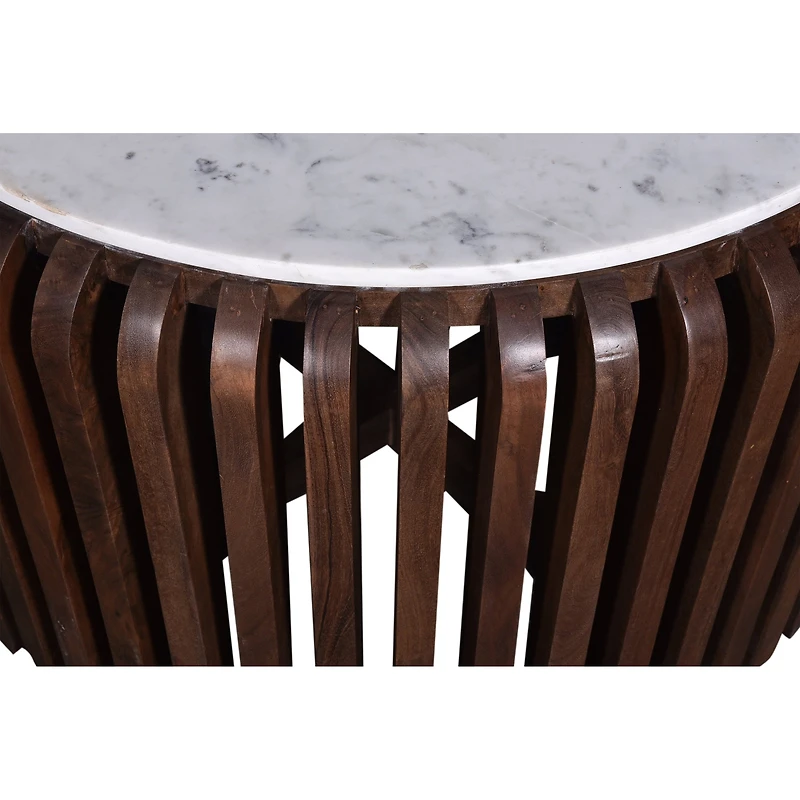 Alder Round Marble Coffee Table Brown