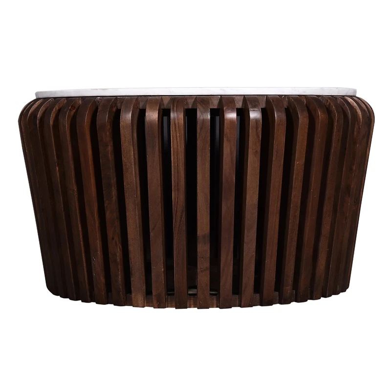 Alder Round Marble Coffee Table Brown