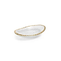 Cassiel Small Clear Textured Bowl with Jagged Gold Rim