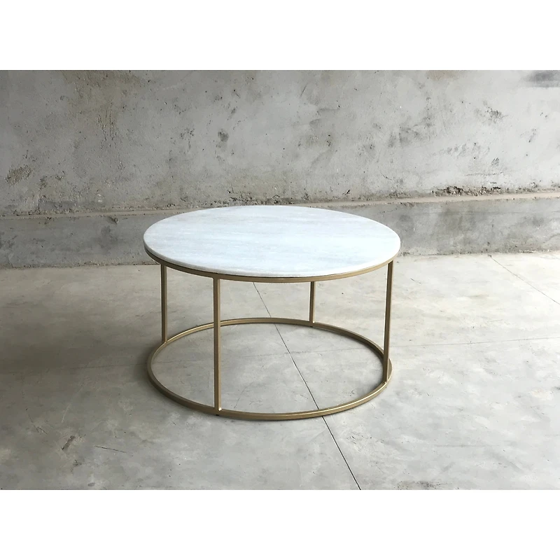Tane Round Marble Coffee Table Brass Legs