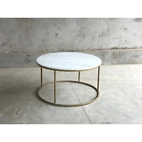 Tane Round Marble Coffee Table Brass Legs