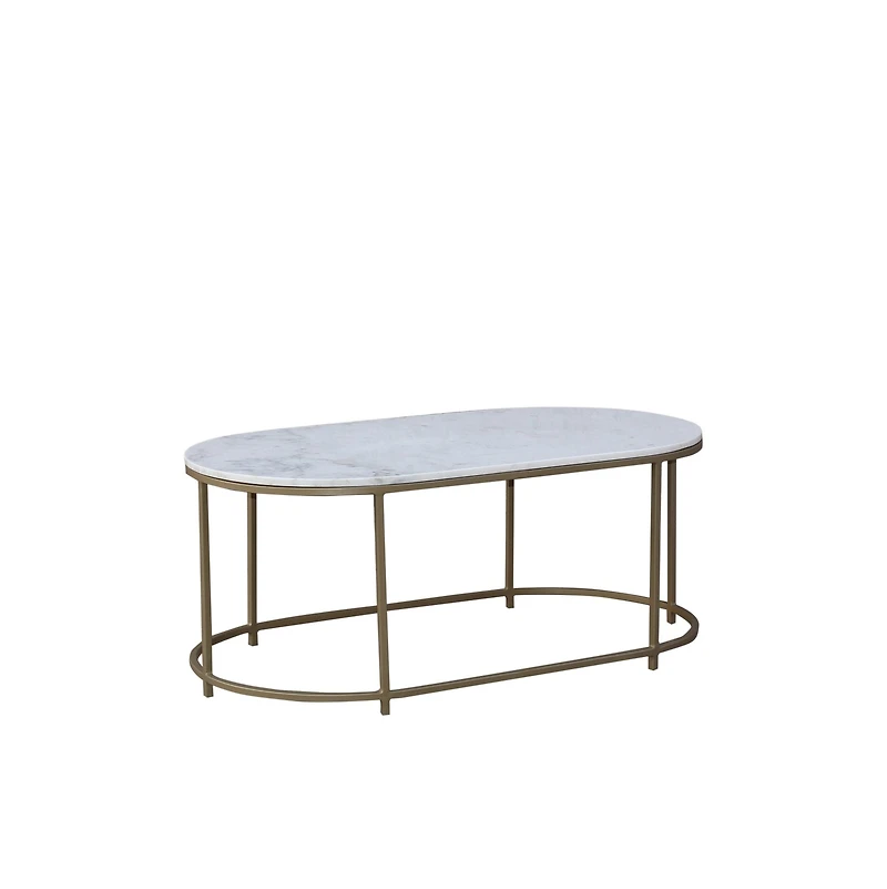 Tane Marble & Gold Oval Coffee Table