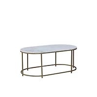 Tane Marble & Gold Oval Coffee Table