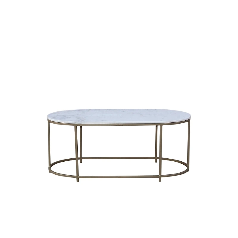 Tane Marble & Gold Oval Coffee Table