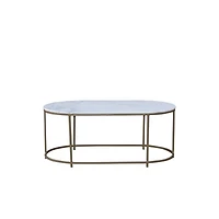 Tane Marble & Gold Oval Coffee Table