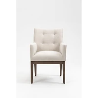 Jia Dining Arm Chair With Wooden Legs - Beige