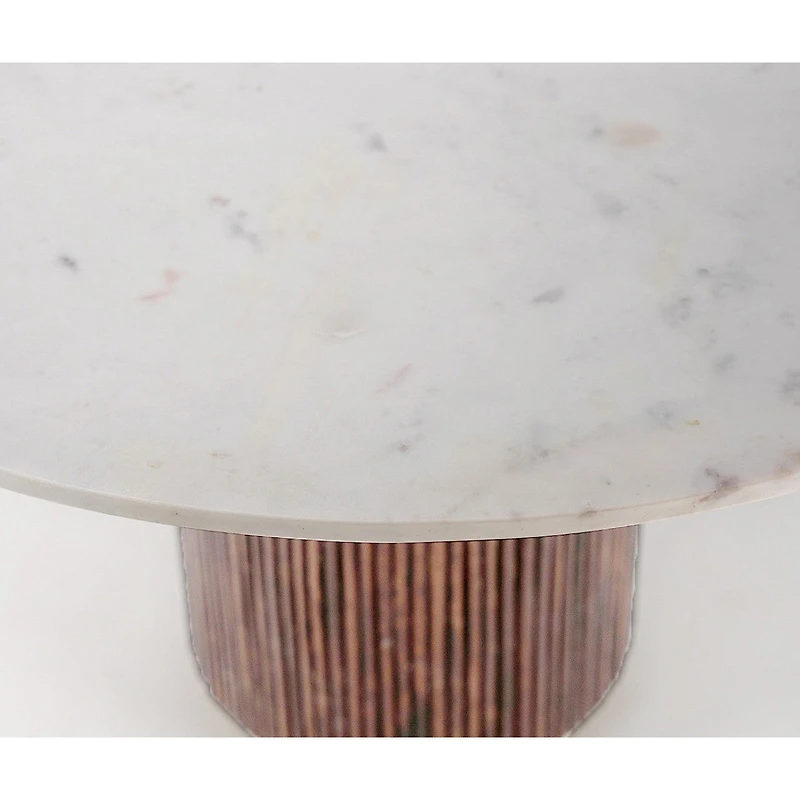 Fifi Wooden Round Dining Table with Marble Top