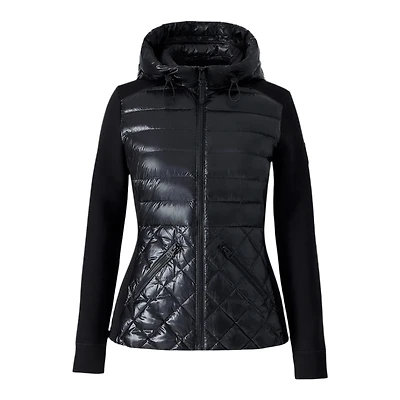 Mackage Agatha Quilted Mixed-media Hooded Jacket Size: