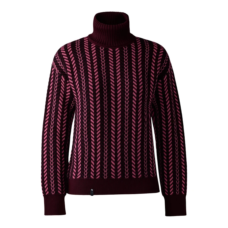 Mackage Astor-wmck Jacquard Chain-knit Wool Sweater Bright Pink, Size: