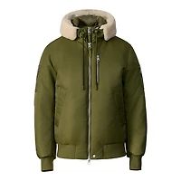Mackage August Bomber Jacket With Shearling-trimmed Hood Light Military, Size:
