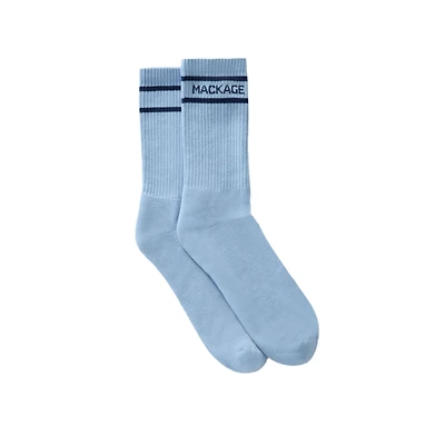 Mackage Barry Branded Crew Socks Fog Blue-tide, Size: