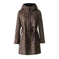 Mackage Blithe-a Animal-print Jacquard Wool Coat With Leather Trim Light Camel Multi, Size: