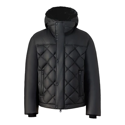 Mackage Cash Diamond-quilted Leather Jacket With Shearling Hood Size: