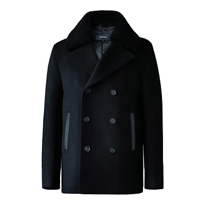 Mackage Cole Wool Double-breasted Jacket With Shearling Collar Size: