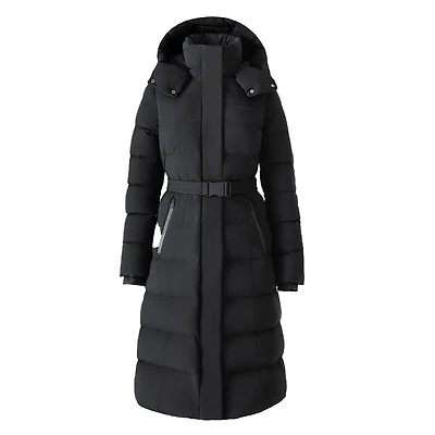 Mackage Coralia-city Recycled Down Coat With Storm Visor And Belt Black, Size: