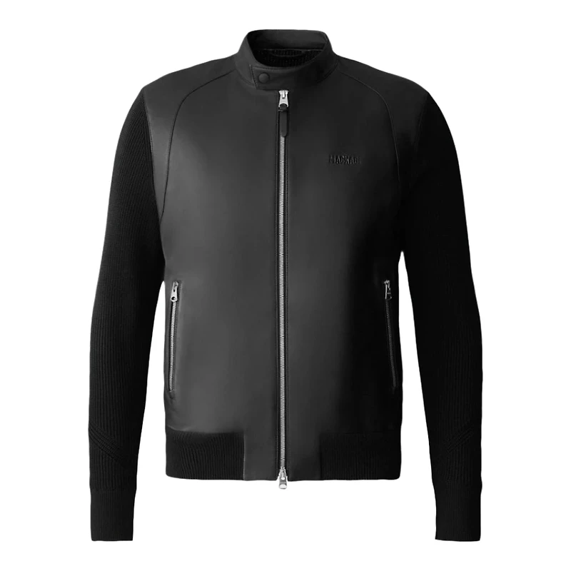 Mackage Dominic-z Mixed Media Logo Jacket Black, Size:
