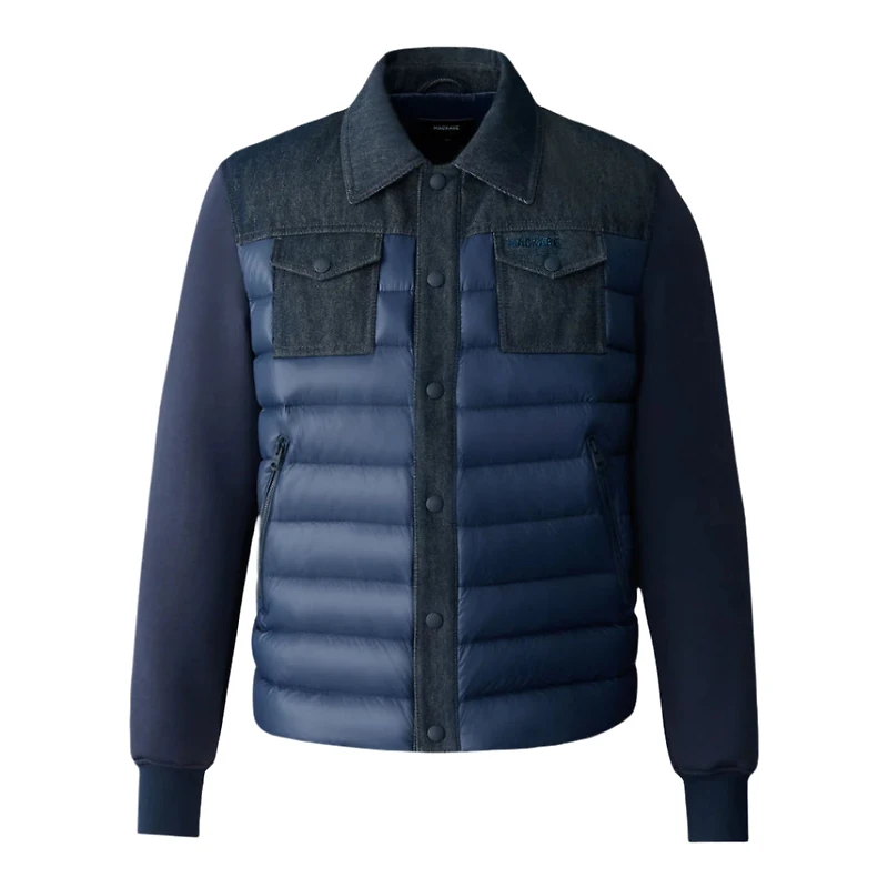 Mackage Donovan Quilted Contrast Snap Jacket Denim, Size: