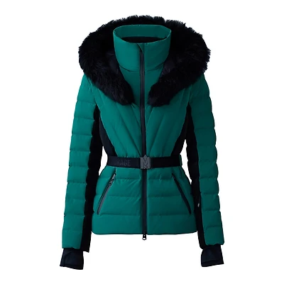 Mackage Elita-sh Belted Down Ski Jacket With Fur Trimmed Hood Size: