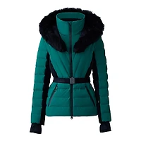 Mackage Elita-sh Belted Down Ski Jacket With Fur Trimmed Hood Size: