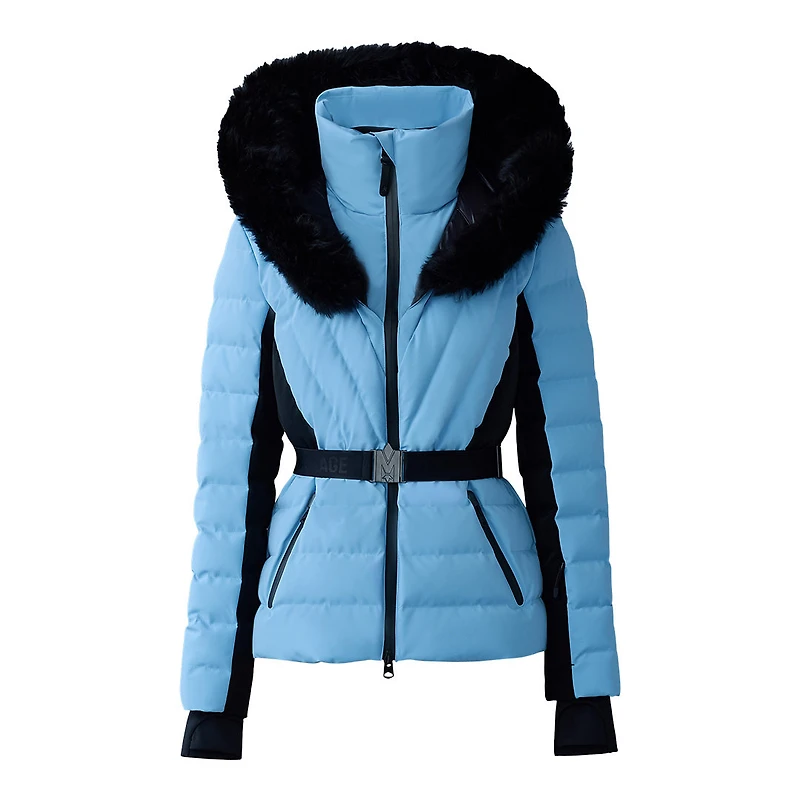 Mackage Elita-sh Belted Down Ski Jacket With Fur Trimmed Hood Size: