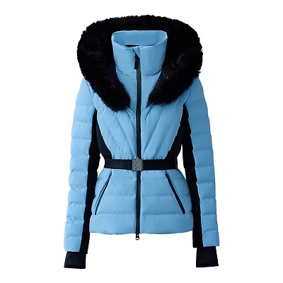 Mackage Elita-sh Belted Down Ski Jacket With Fur Trimmed Hood Size: