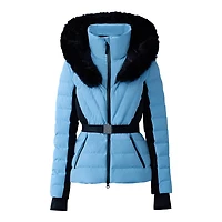 Mackage Elita-sh Belted Down Ski Jacket With Fur Trimmed Hood Size: