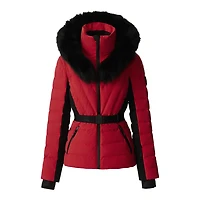 Mackage Elita-zr Down Ski Jacket With Removable Blue Fox Fur Trim Size: