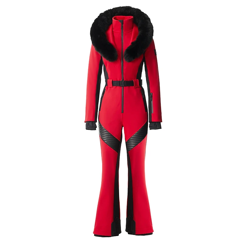 Mackage Elle-zr Bonded Fleece Ski Suit With Removable Fur-trimmed Hood Red, Size: