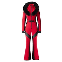 Mackage Elle-zr Bonded Fleece Ski Suit With Removable Fur-trimmed Hood Red, Size: